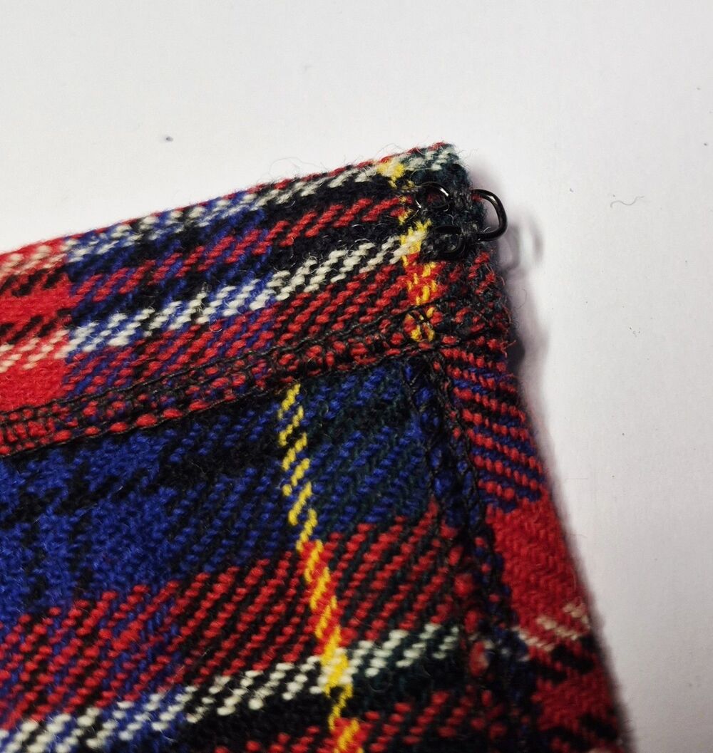 Vintage Mosbrook Wool Tartan Kilt Plaid Pleated Skirt Scottish Wrap Red Blue M - Picture 7 of 8